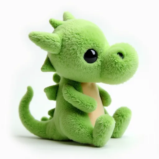 Photo of a green plush dragon toy used as the input image