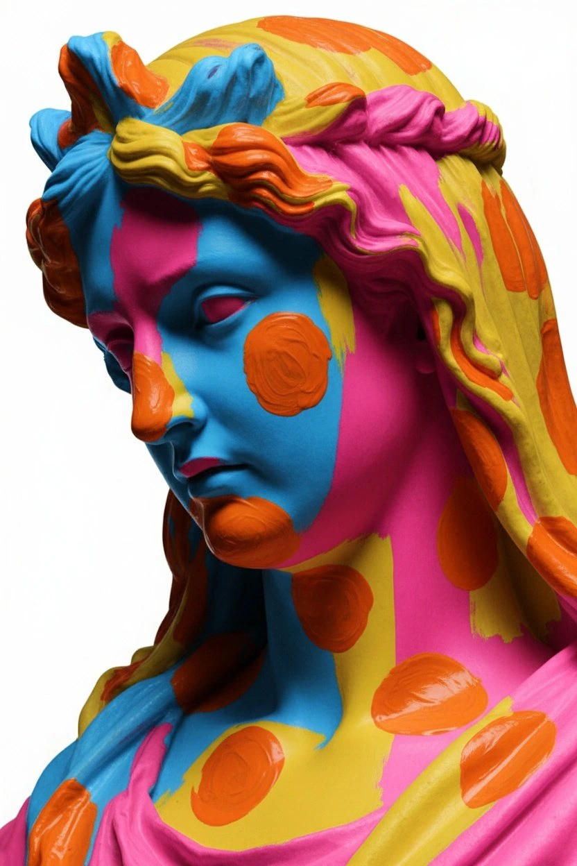 Colorful painted statue generated from the reference image and displayed prompt