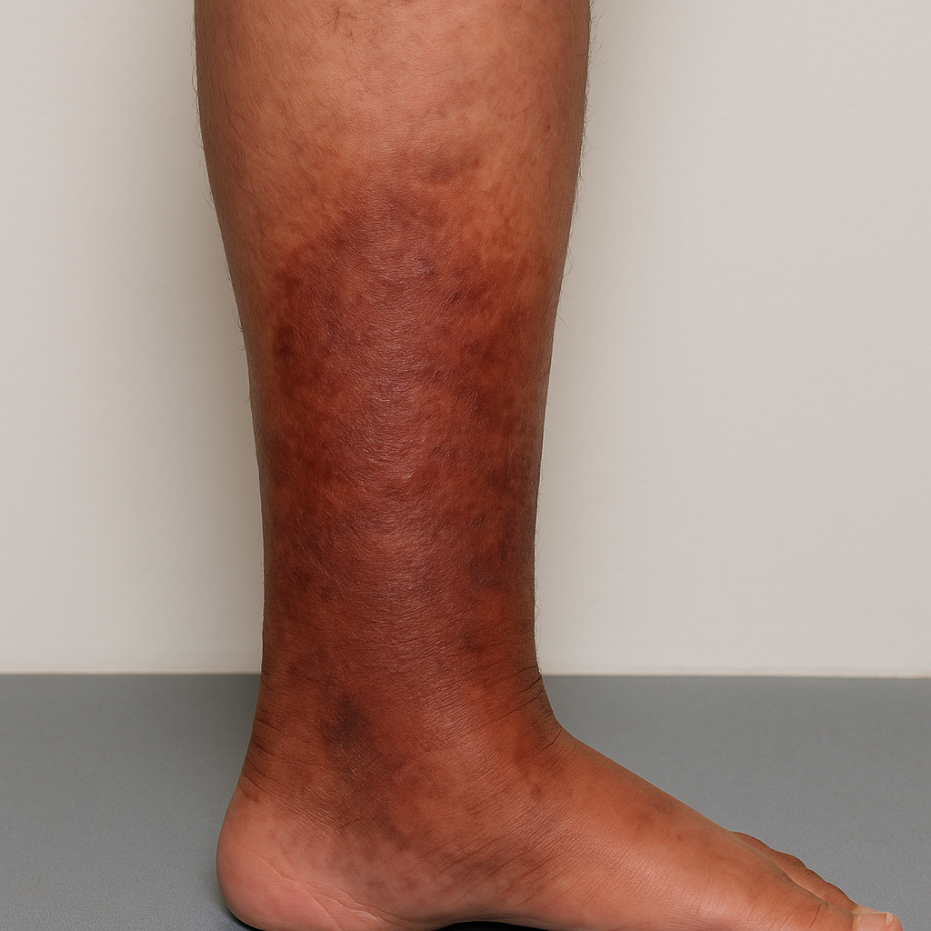 Image of leg with venous lipodermatosclerosis