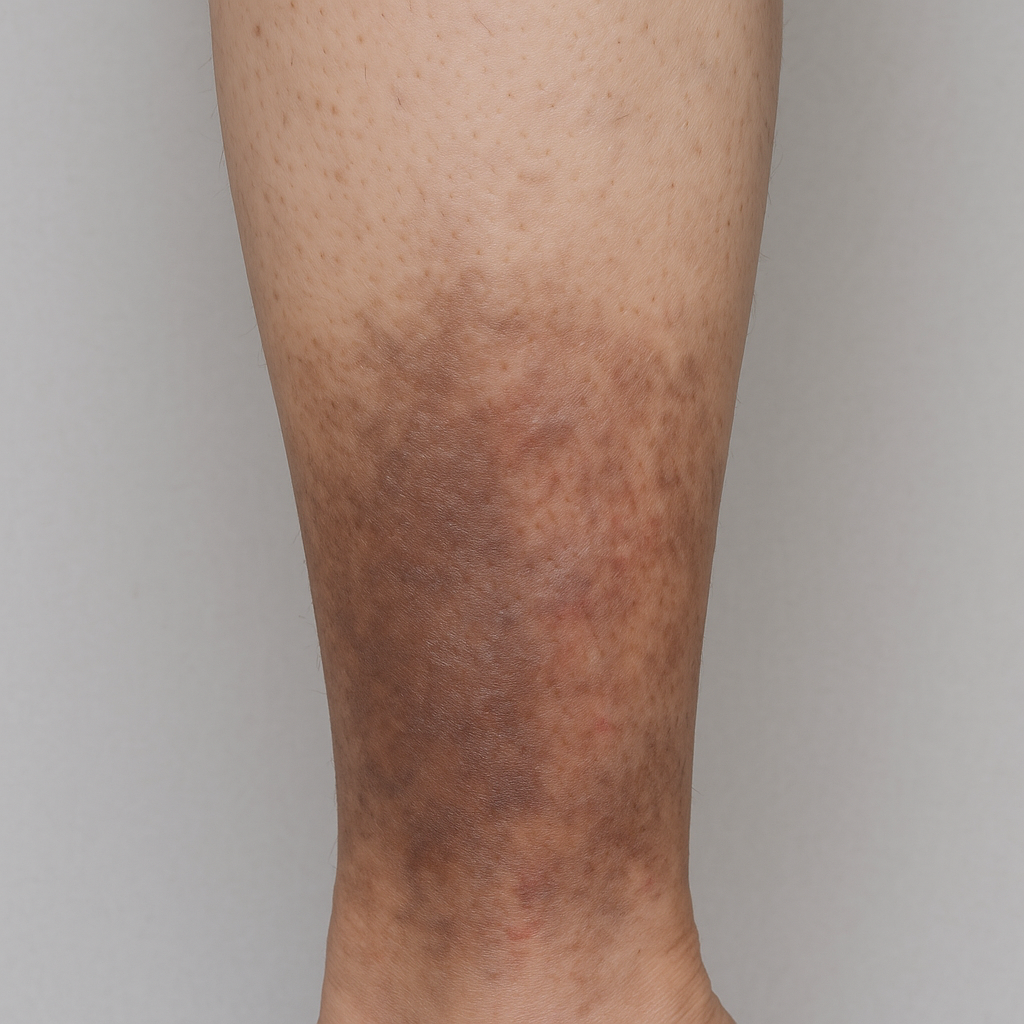 Image of leg with venous hyperpigmentation