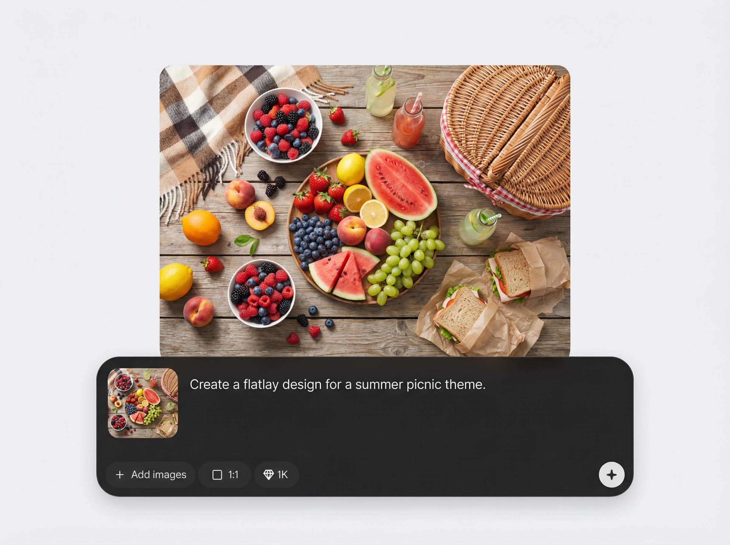 AI flatlay scene builder