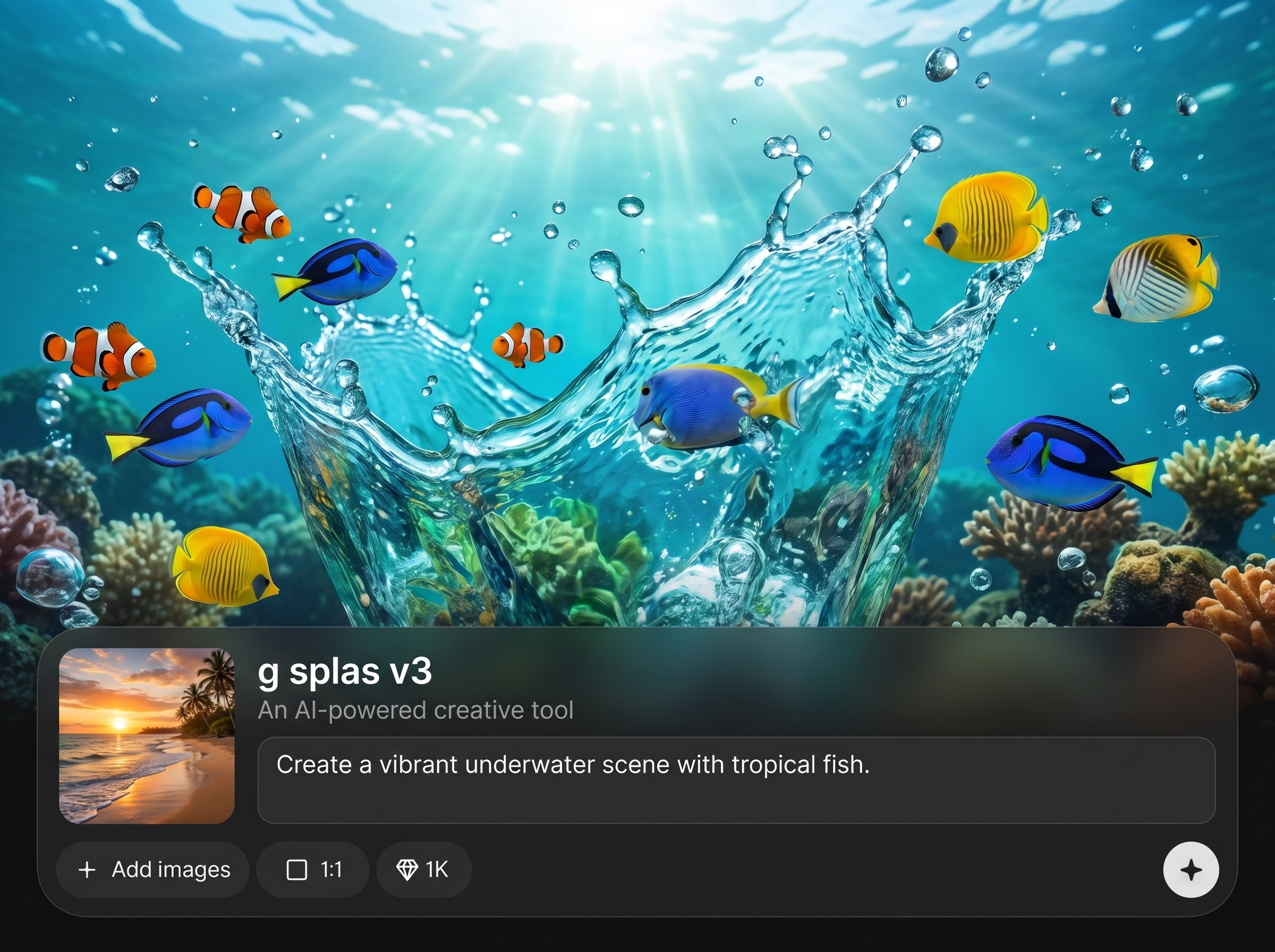 Prompt-to-splash generation