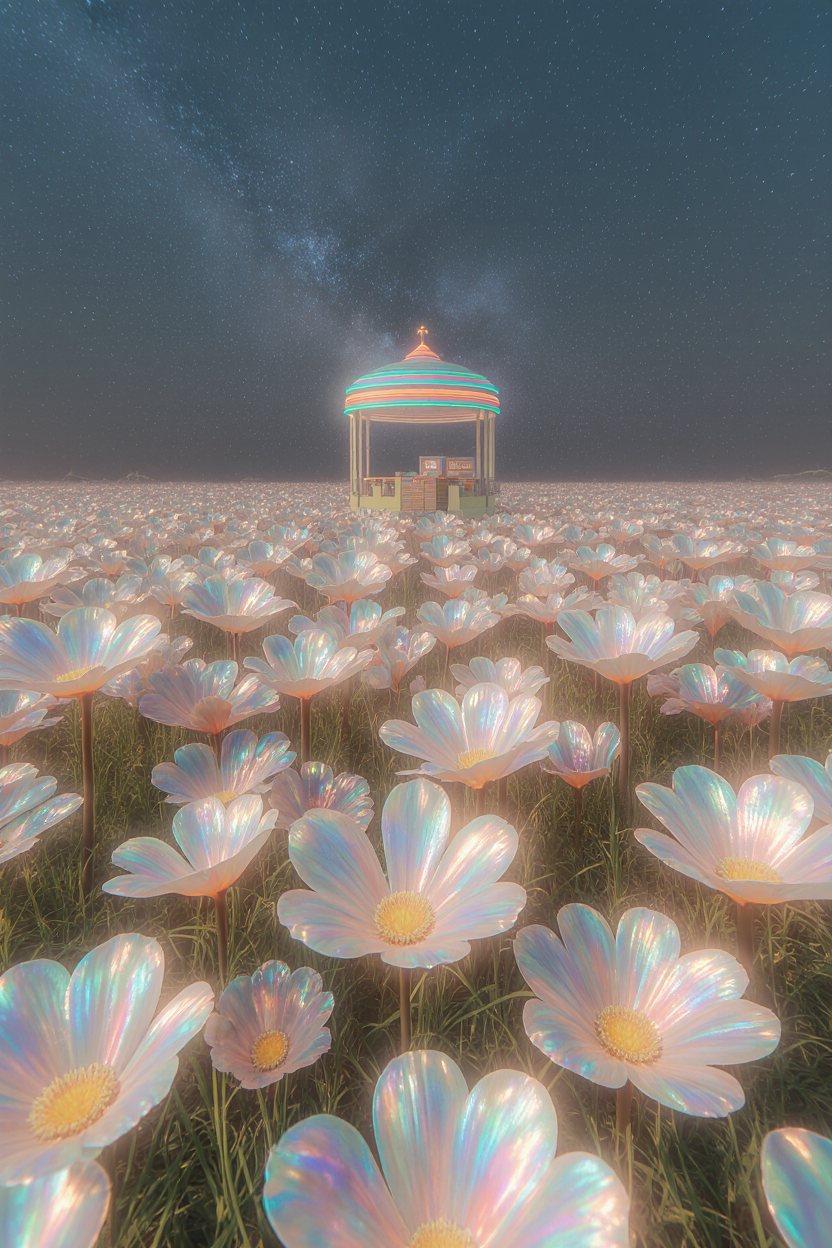 Flowers Under Neon Light