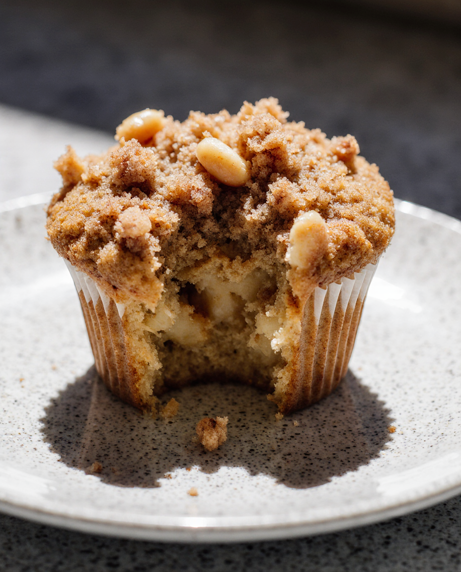 Muffinki Jabłkowo-Cynamonowe | Closeup zoomed-in amateur photo from reddit, taken with iphone 17 pro in human view side angle, looking taken by amateur, juicy mouthwatering homemade apple cinnamon muffins, golden brown and fluffy, filled with tender chunks of apple and a hint of warm cinnamon, perfect for breakfast or a delightful snack. --iw 3