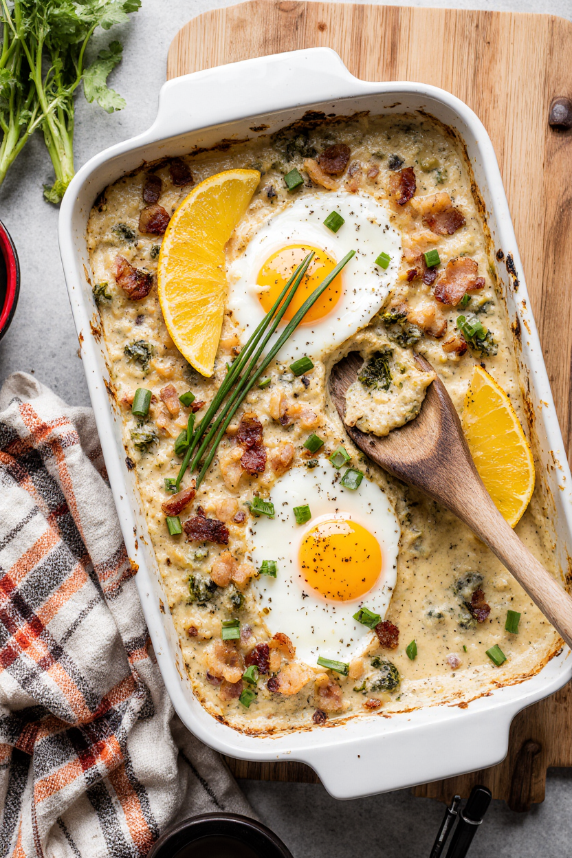 Spiegeleiauflauf mit Schinken, Speck, Spinat und Käse 2 Capture the essence of This Light and refreshing. Spiegeleiauflauf mit Schinken, Speck, Spinat und Käse. Make our readers crave a bite just by looking at your photo.We want to see it in all its moutfwatering glory, ready to inspire cooks and bakers alike. Get creative with your composition, lighting. and styling Make it look Realistic, camera: iphone, V6 --ar 4:5