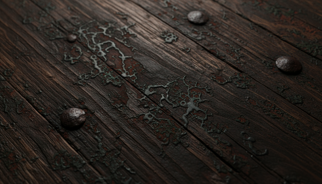 High-definition dark wood texture with distress and wear