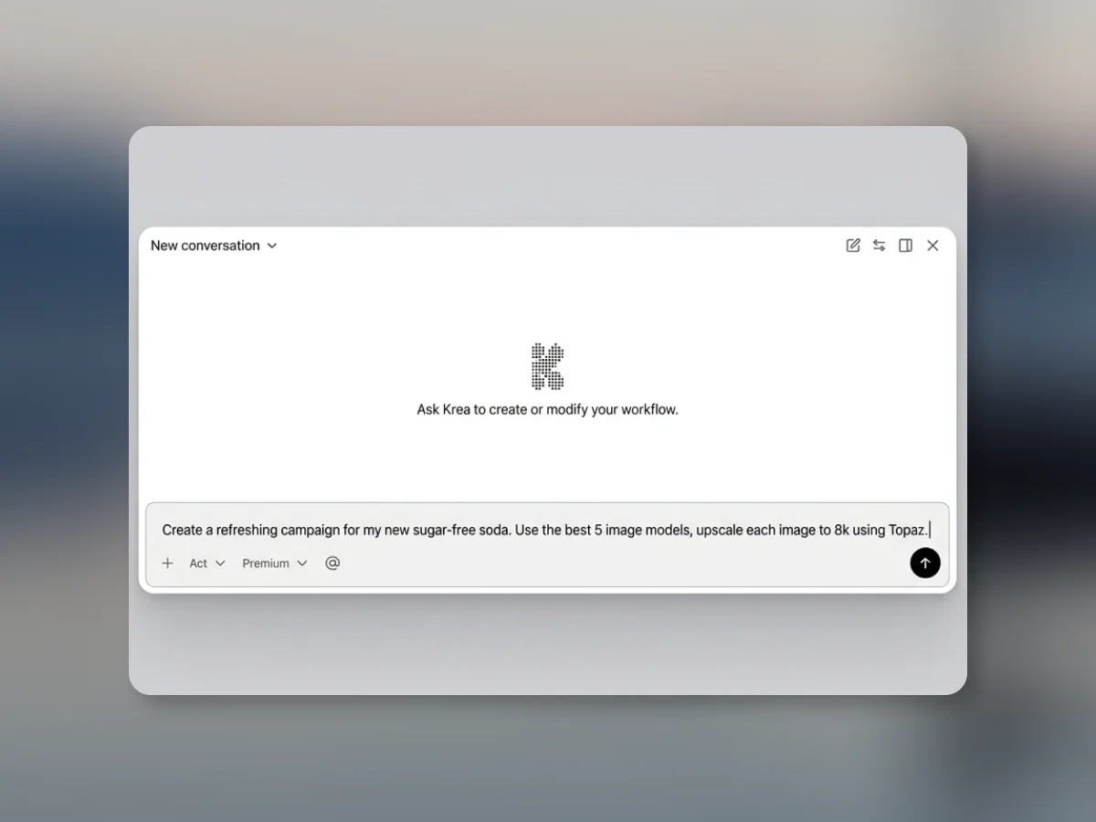Krea's Node Agent building a creative workflow on canvas