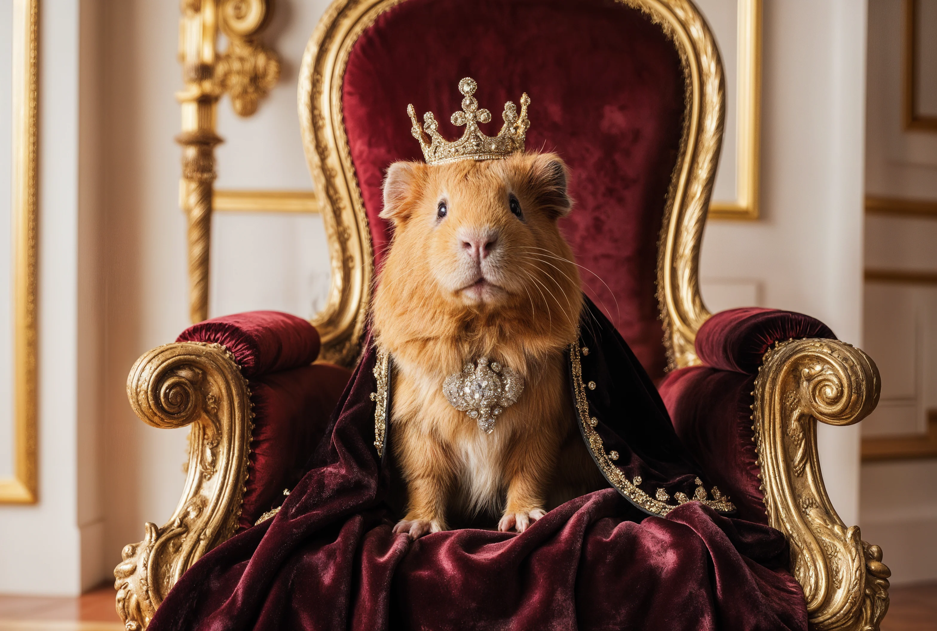 A guinea pig king, royal portrait photo