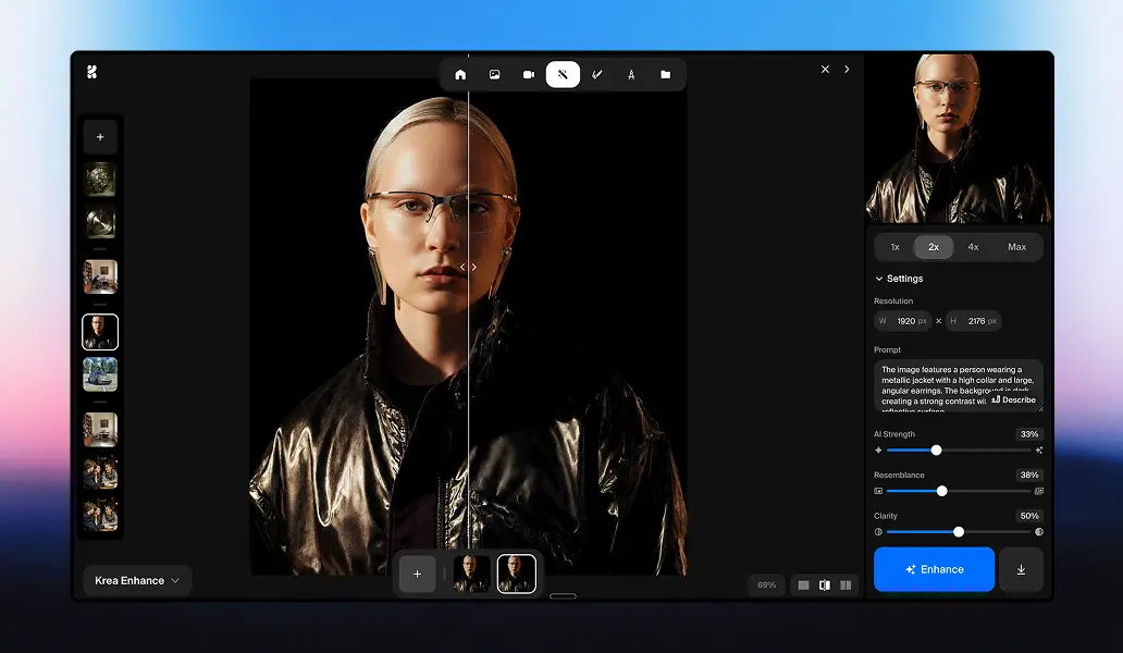 Speed optimization interface showing lightning-fast AI image upscaling processing times