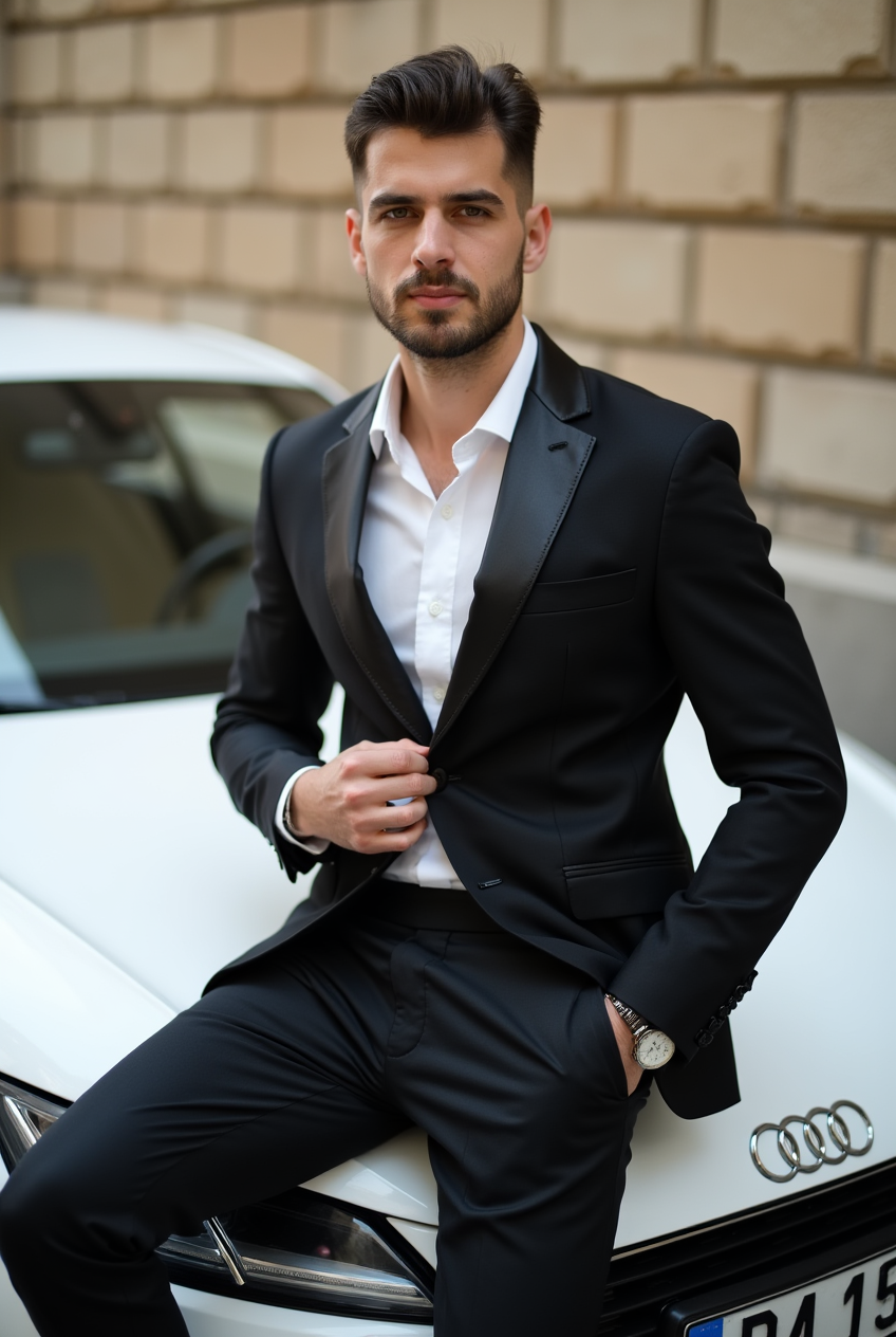 Empreendedor com Bugatti Chiron branco perolado