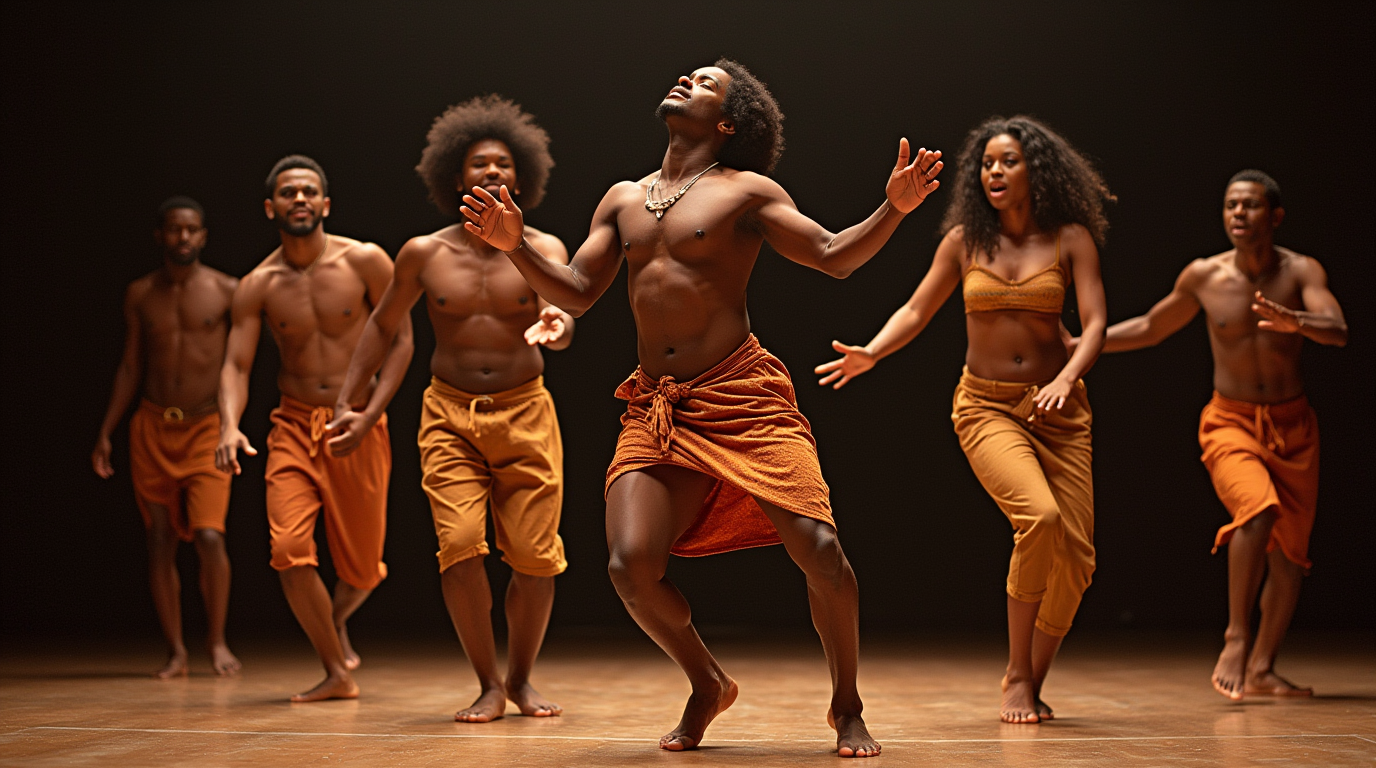 Afro Dance Group dance: polyrhythmic movements with hands and feet in the style of African rituals.