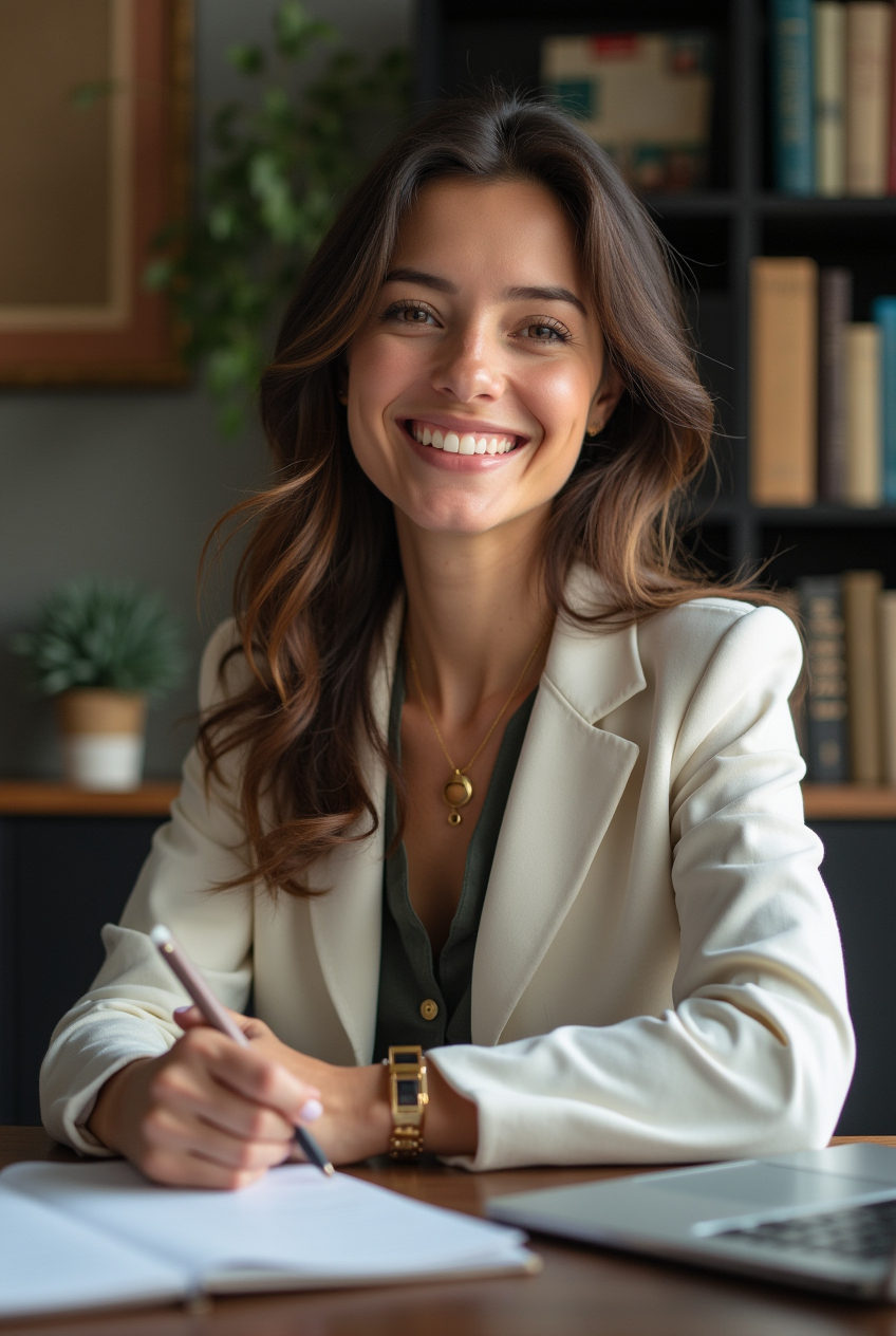 Confident professional in a creative workspace