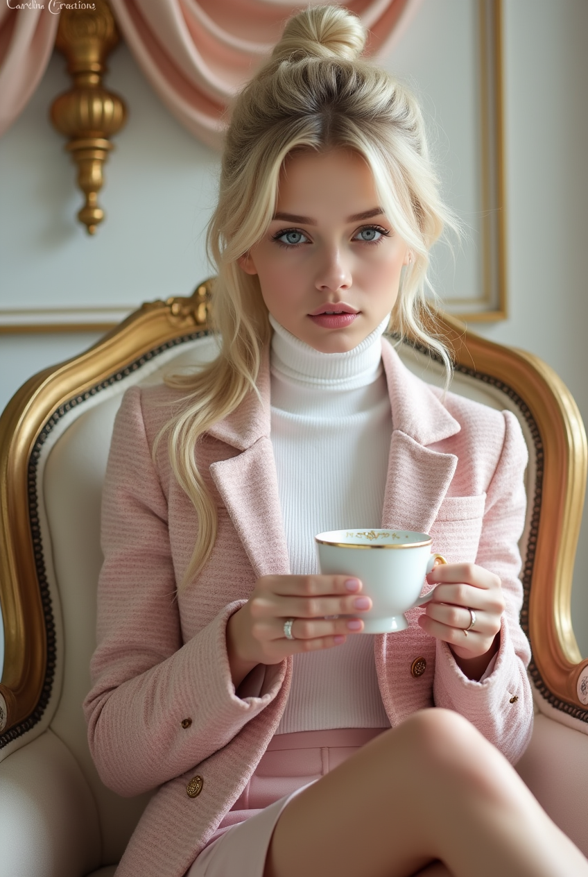 Young woman in an ornate armchair