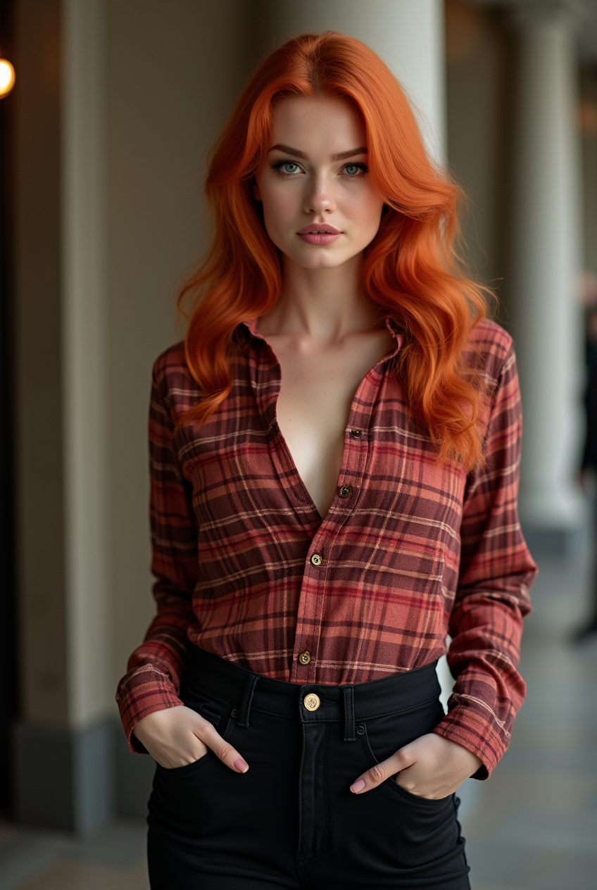 Woman with vibrant red hair