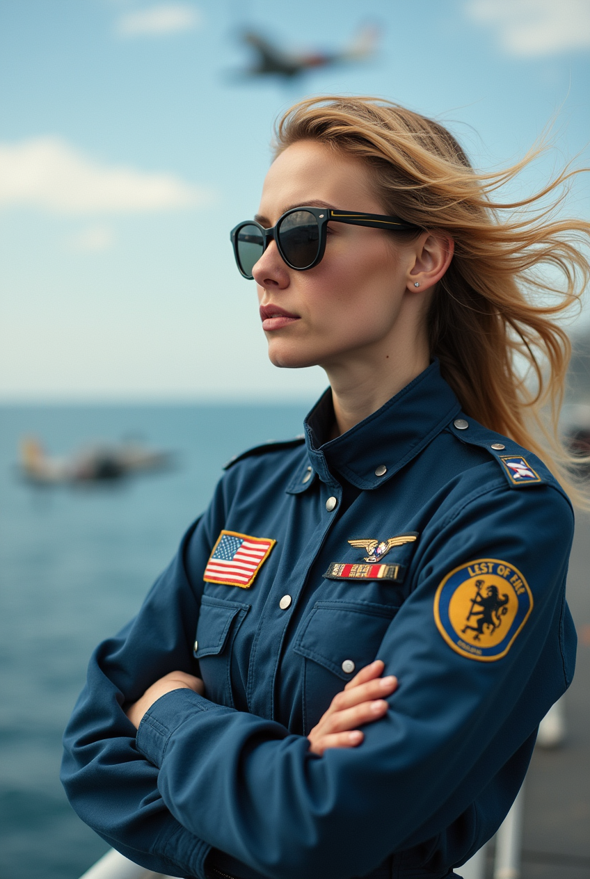 Woman on the steel deck