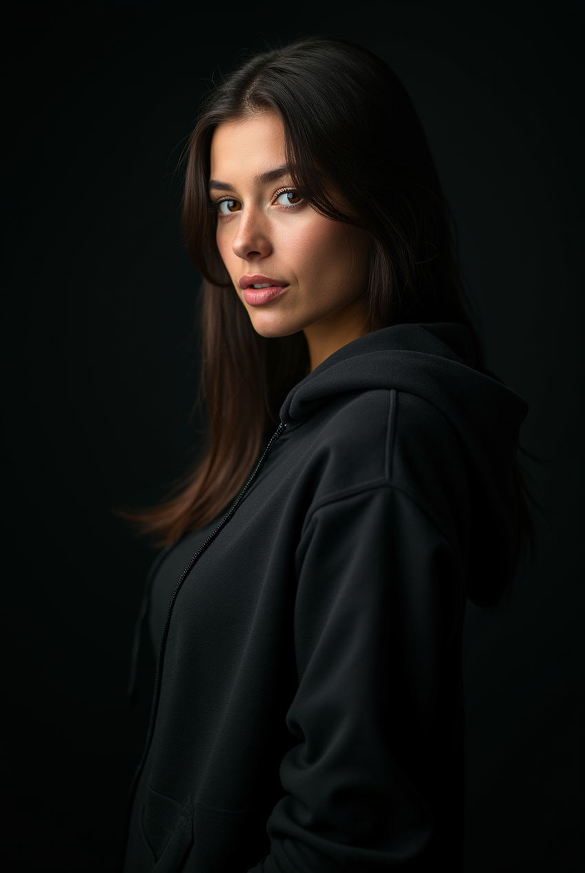 Modern woman in minimalist studio portrait