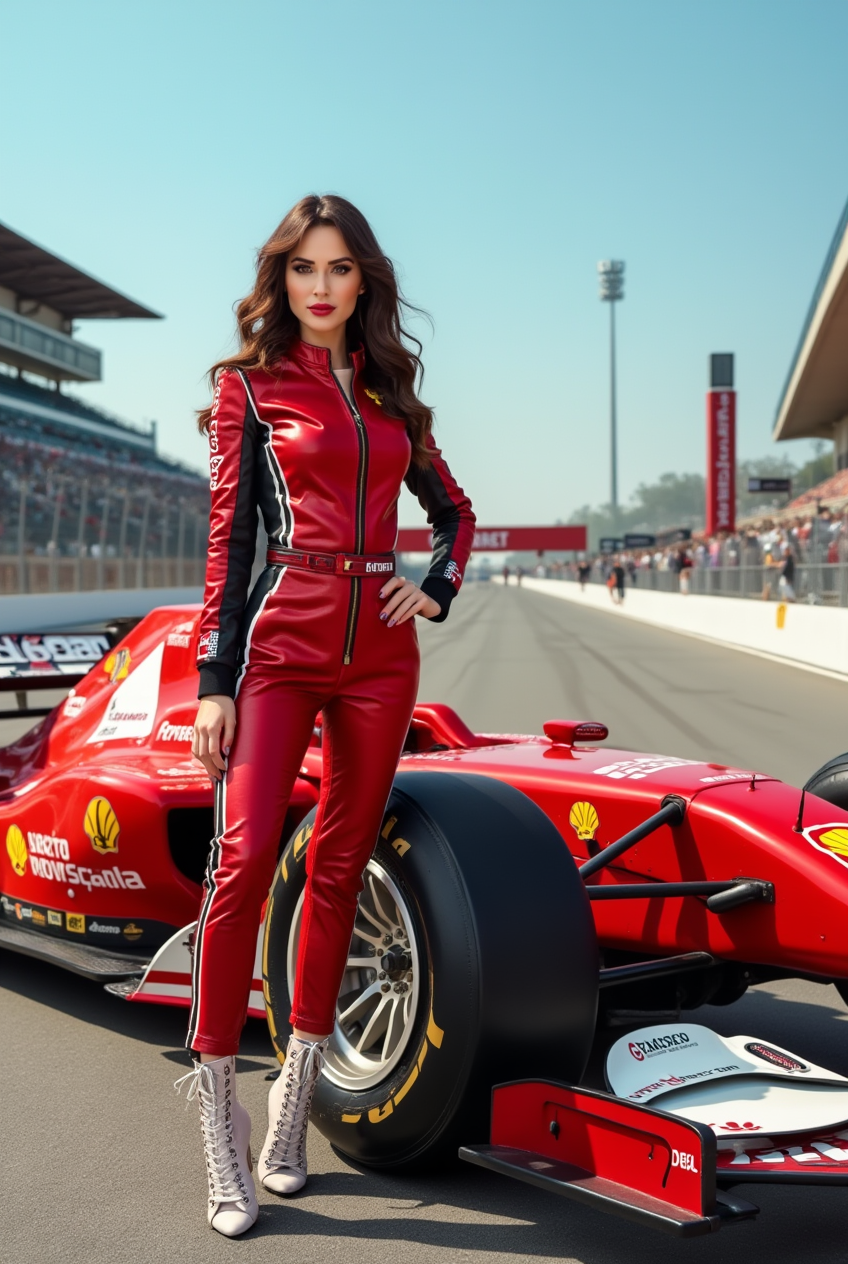 Woman on a racetrack