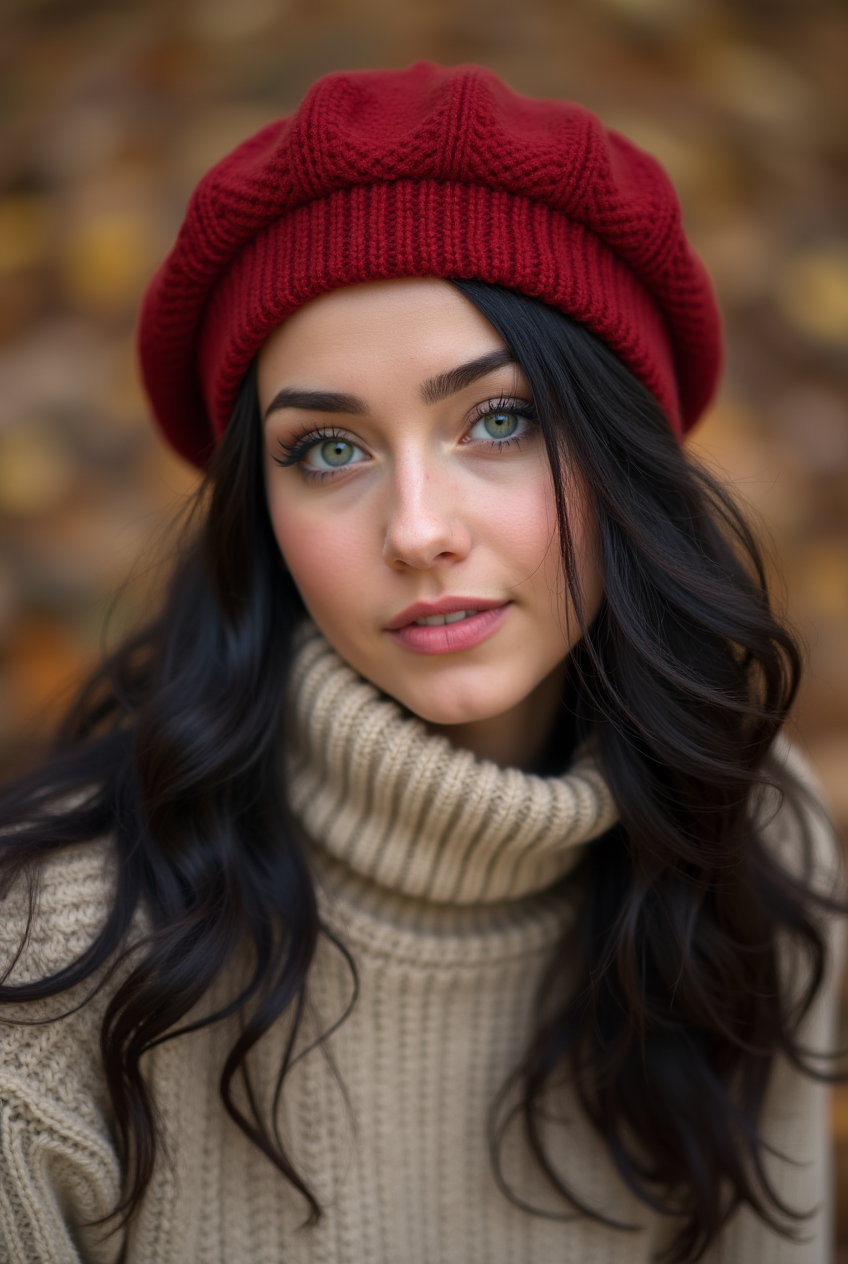 Portrait of a young woman with a red beret