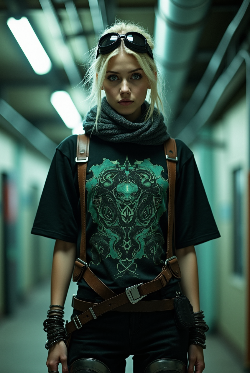 Woman with futuristic cyberpunk aesthetic