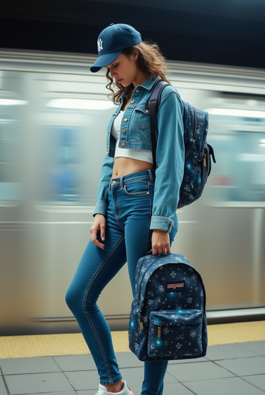 Young woman on a subway platform