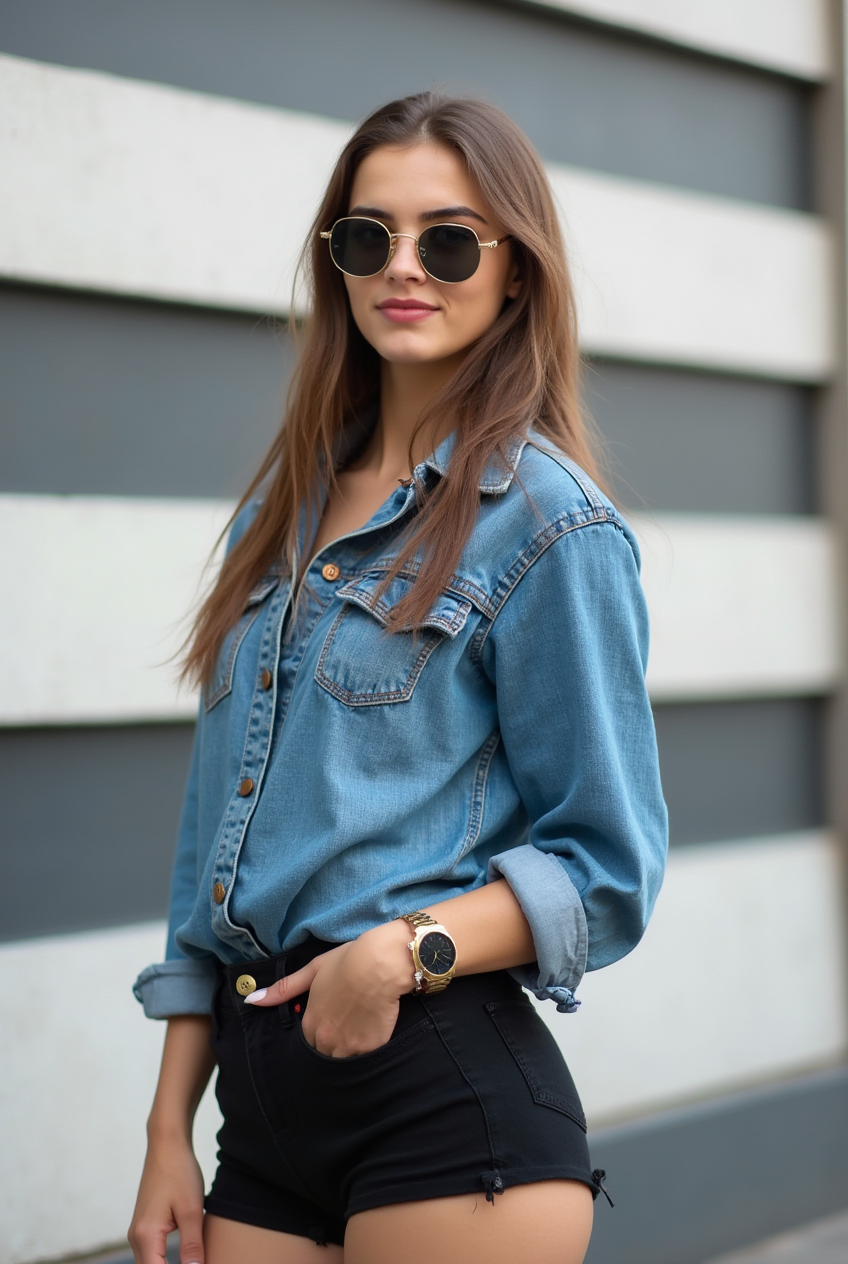Stylish woman in urban setting