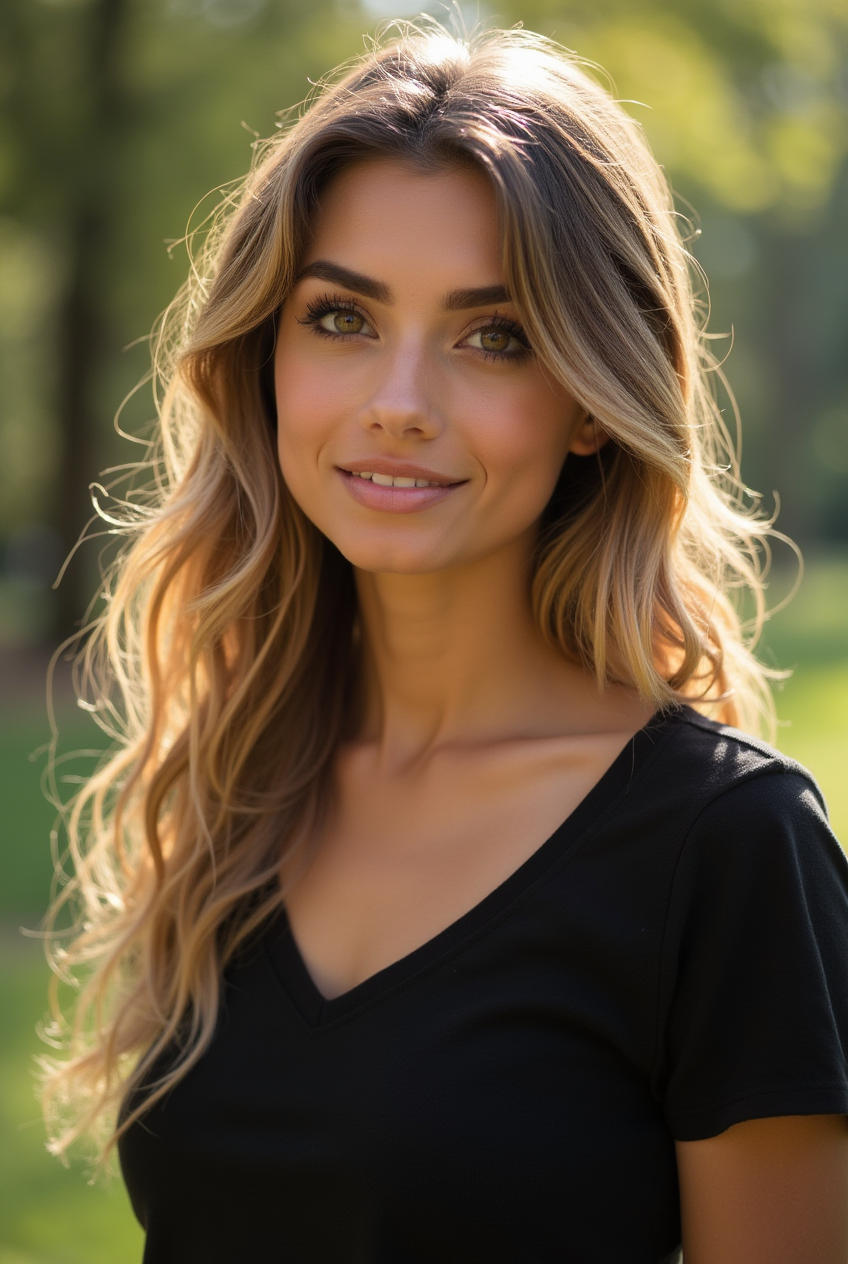 Young woman posing outdoors
