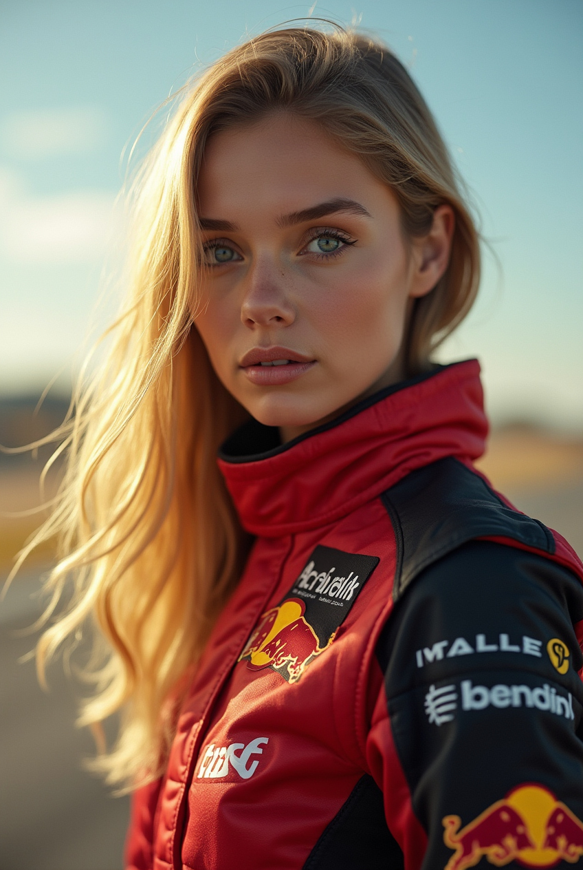 Woman in a golden leather jacket