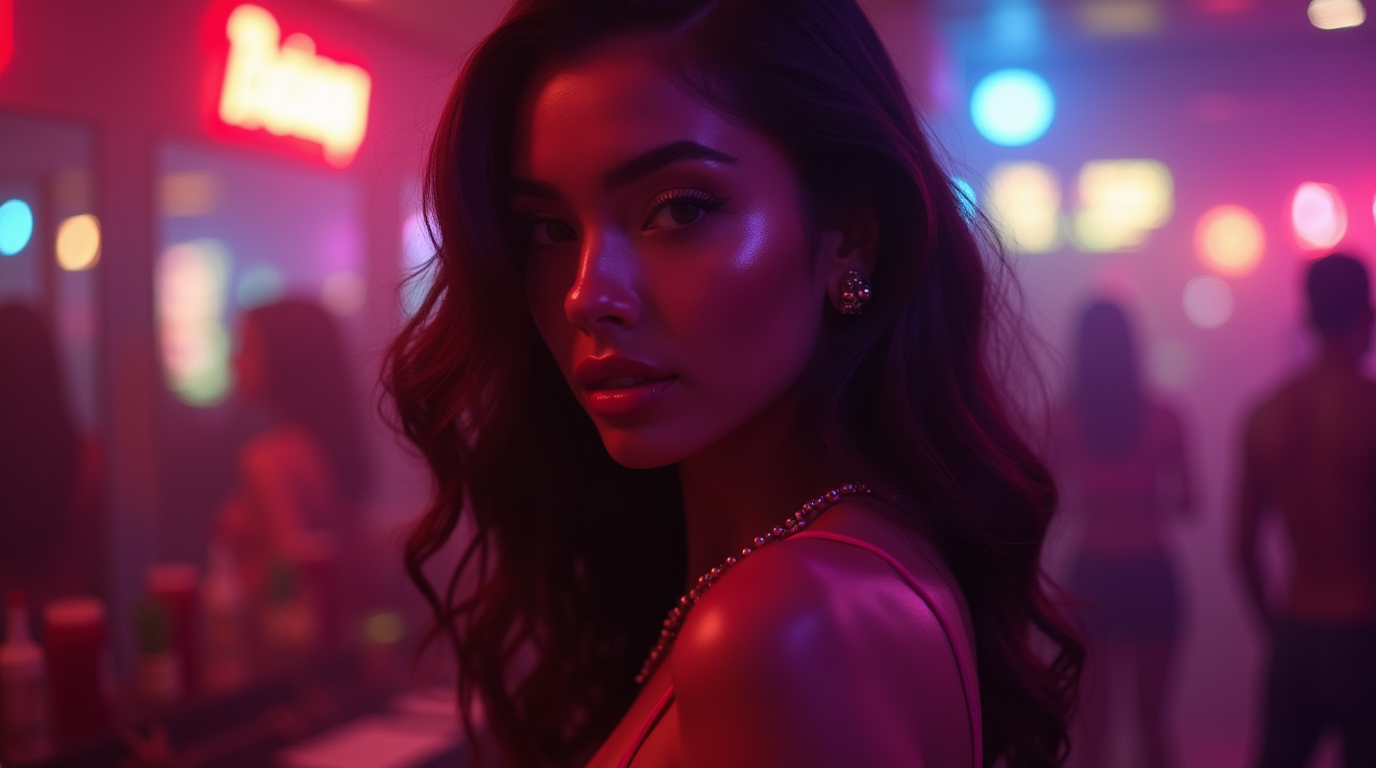 13. R'n'B Image description: Girl in club image: smooth body waves to slow R'n'B track, background - neon lights and mirrors.