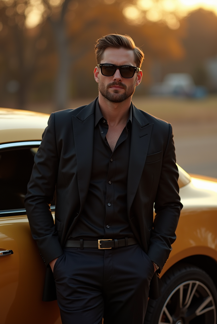 Executivo com Rolls-Royce dourado