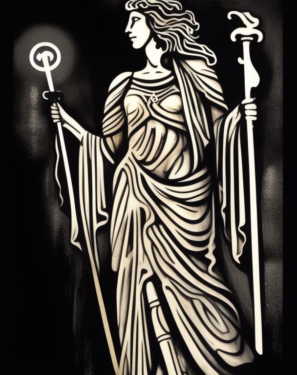KREA AI Elpis the greek godess of hope with a cane of ligh...