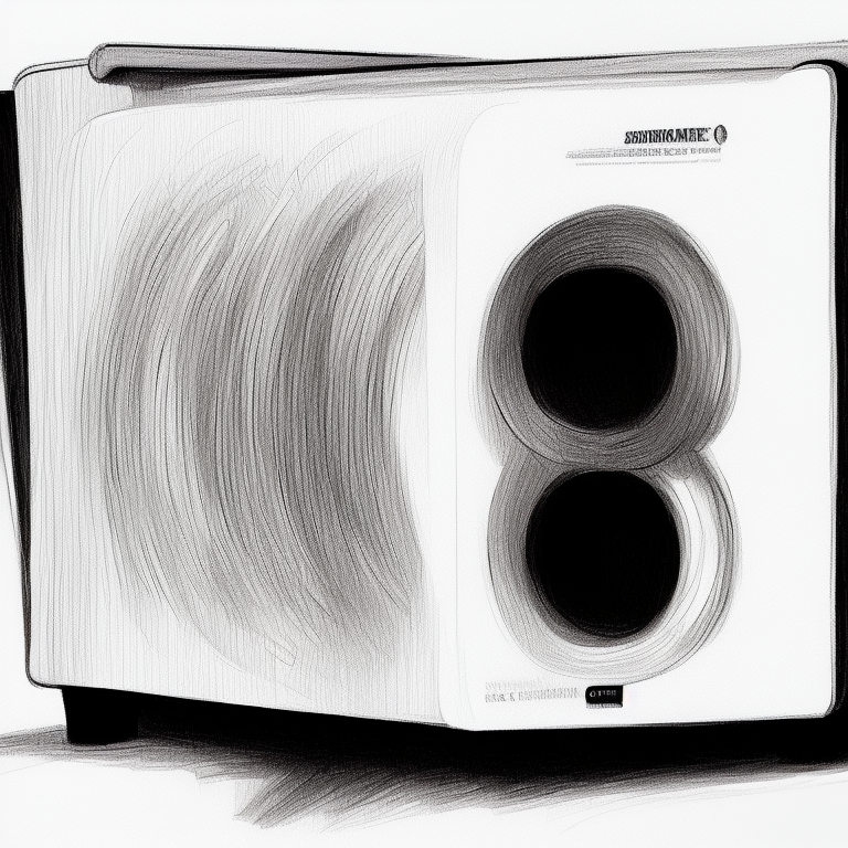 KREA AI speaker subwoofer concept art, distorted, torn tap...