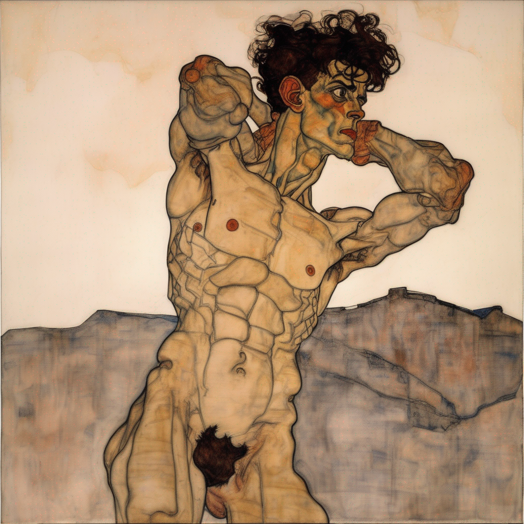 atlas holding the sky, by egon schiele
