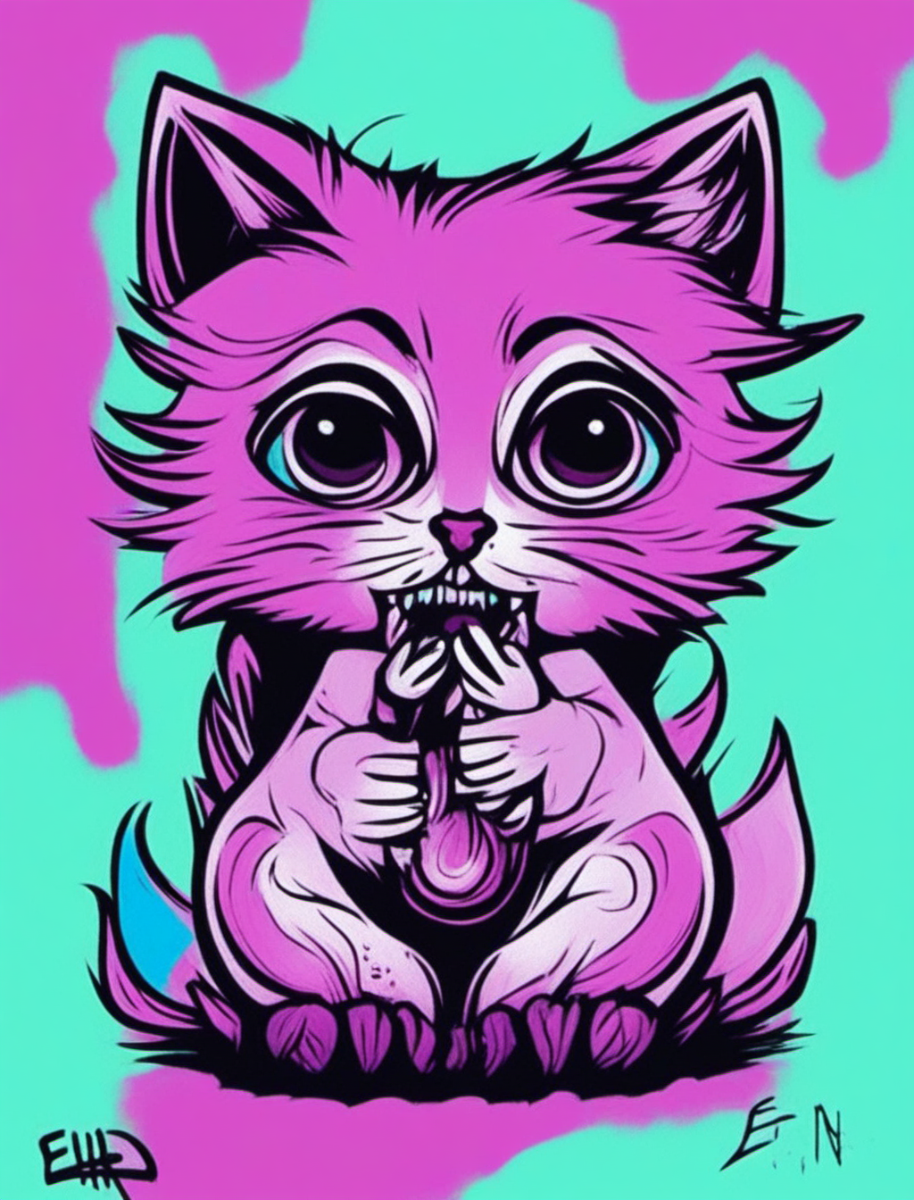 KREA AI - Create a graffiti-style image of a drooling rabid