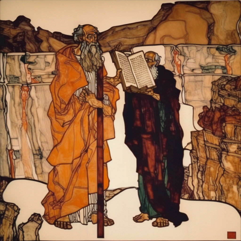 moses receiving the commandments by schiele