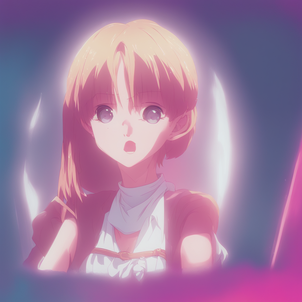 KREA AI 80s anime girl, vhs effect, grain