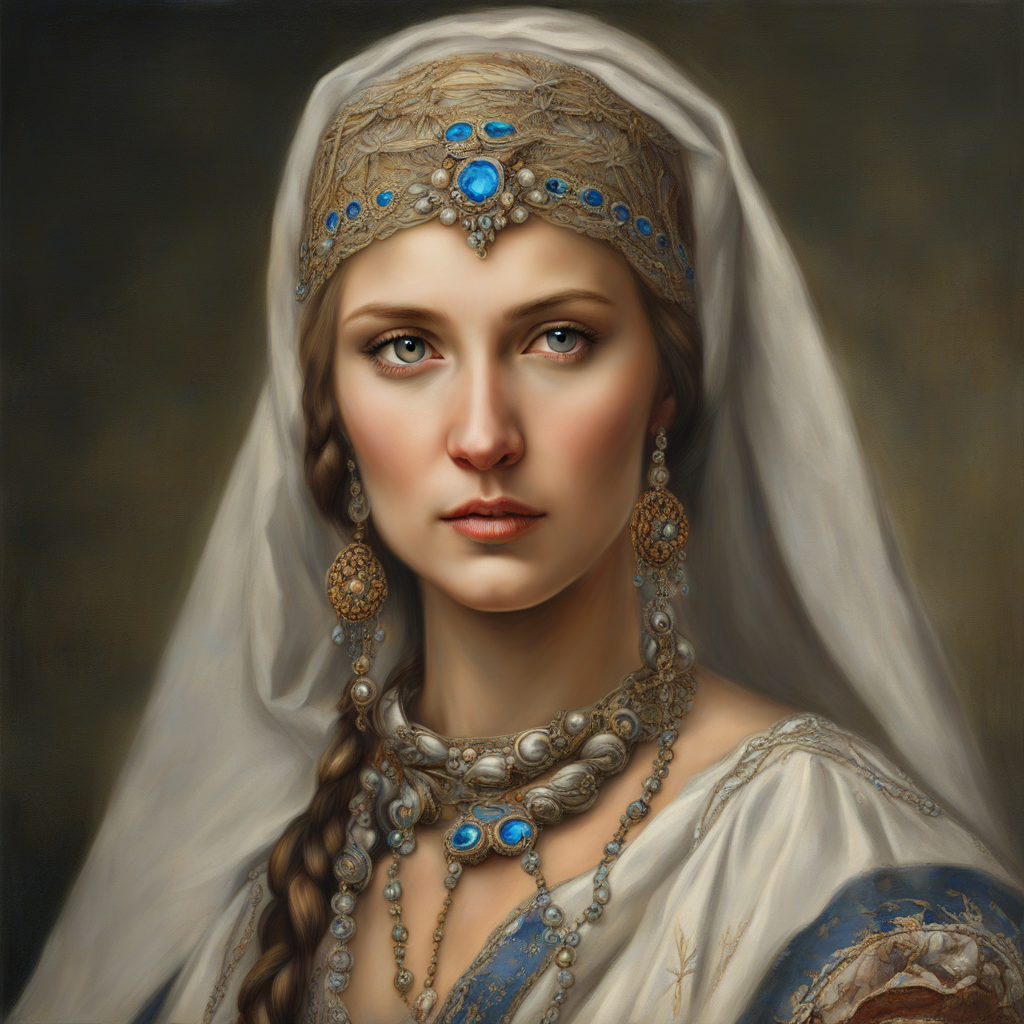 KREA AI Classical painting, beautiful slavic woman ,wearin...
