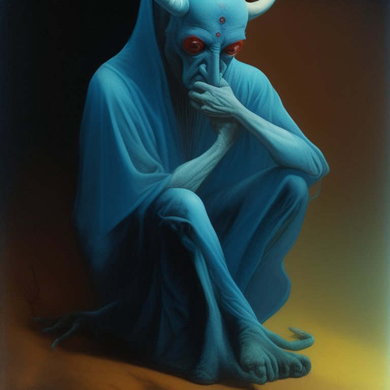 sadness devil painted by Hieronymus Bosch, Roger Dean and Remedies Varo