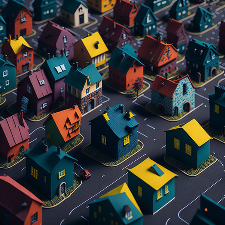 stunning landscape with vibrant color houses connected part of puzzle with tiny agents people