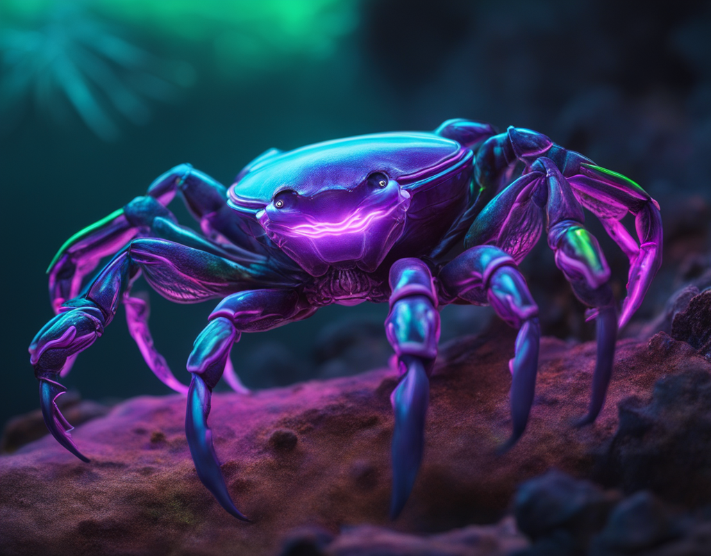 KREA AI Fantasy Bioluminescent Ocean Crab, Hyper realistic...