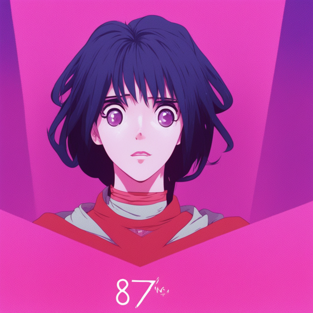 KREA AI 80s anime girl, vhs effect, grain