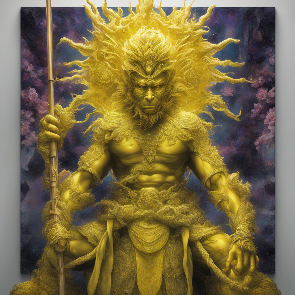 Krea ai the monkey king sun wukong in his neon yellow form 