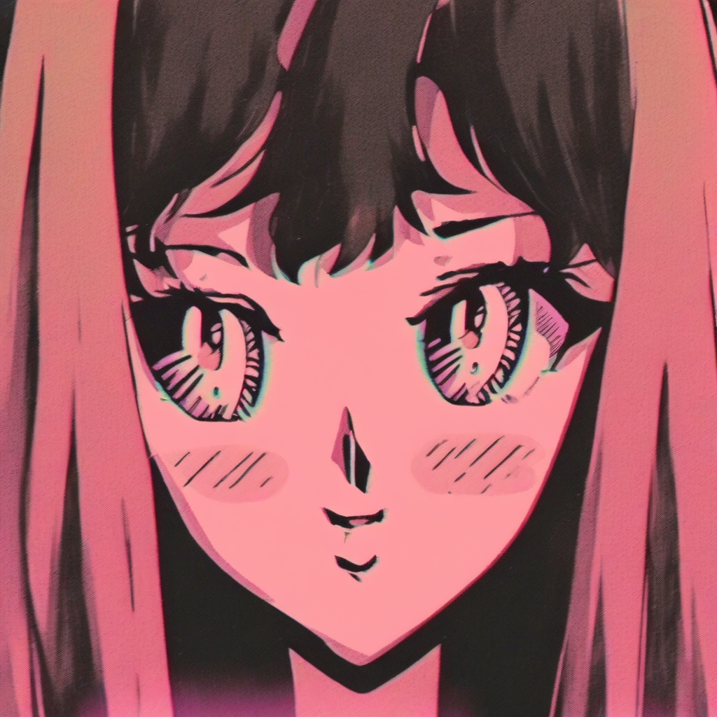 KREA AI , Old vintage anime girl, vhs effect, grain