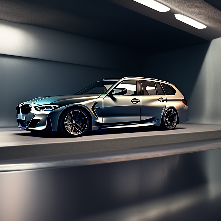 KREA AI BMW m340i Touring in Dravit Grey color, submerged