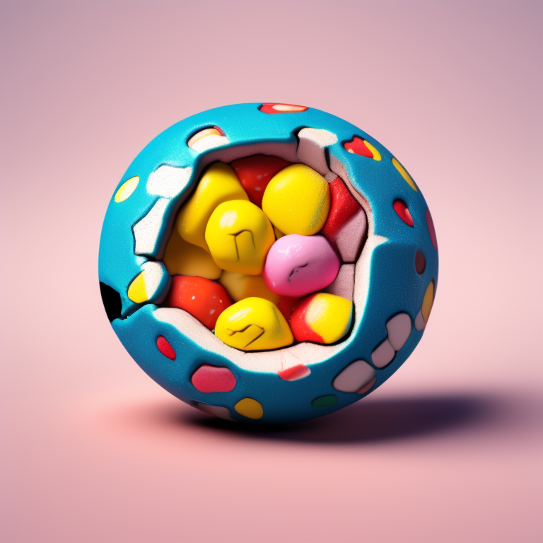 KREA AI jawbreaker cut in half detailed