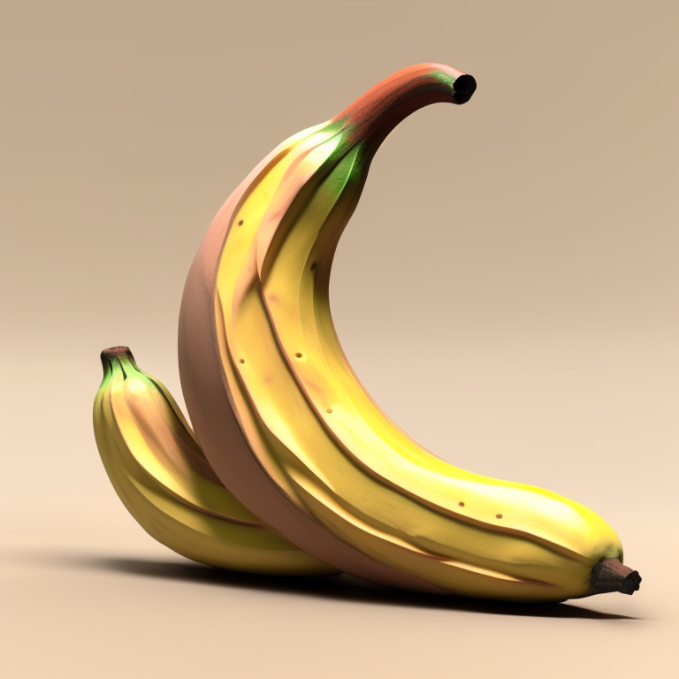 3D model of a banana made of clay