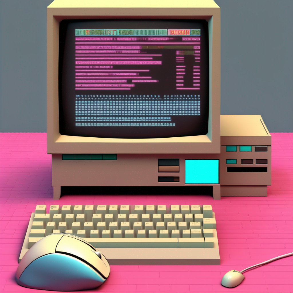 KREA AI - A digital 3D render in a retro, 1980s style: a com...