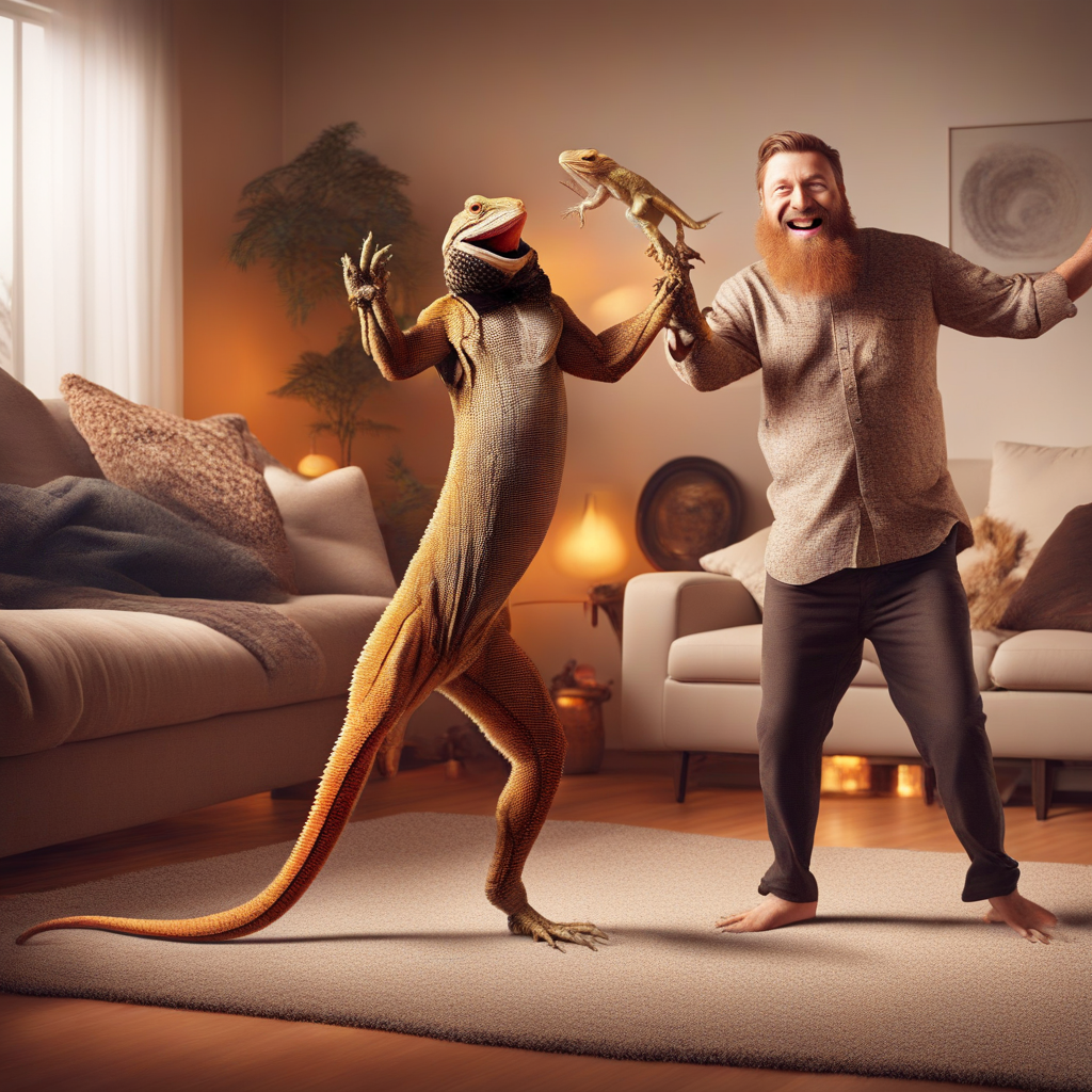 KREA AI - (Subject: KingcobraJFS dancing with his Bearded Dr...