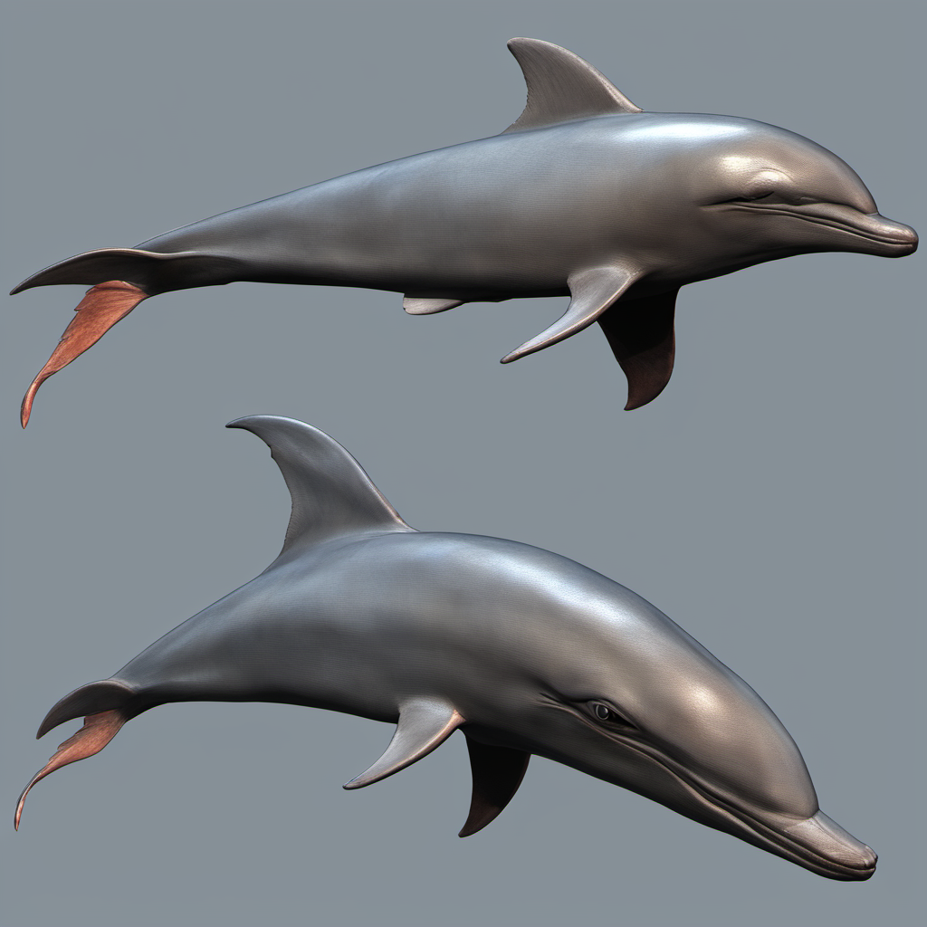 KREA AI - 3d model "dolphin rebel fighter" cyber porpise, po...