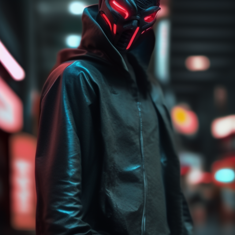 Super Hero, mask, cyberpunk, full body picture style