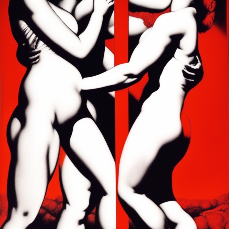 Body Language: Barbara Kruger is a provocative image of two overlapping bodies using a detail from Titian’s painting Diana and Actaeon.